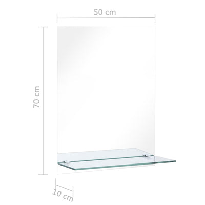 vidaXL Wall Mirror with Shelf 30x50 cm Tempered Glass