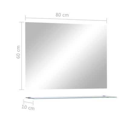 vidaXL Wall Mirror with Shelf 30x50 cm Tempered Glass