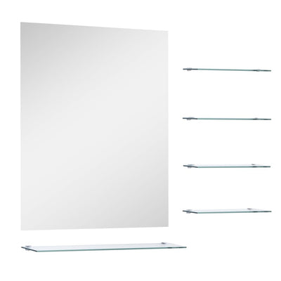 vidaXL Wall Mirror with 5 Shelves Silver 50x60 cm