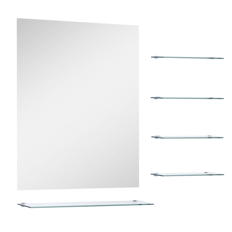 vidaXL Wall Mirror with 5 Shelves Silver 50x60 cm