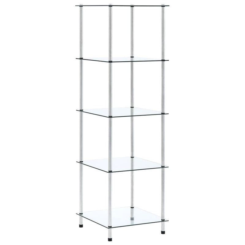 vidaXL 5-Tier Shelf Transparent 40x40x130 cm Tempered Glass