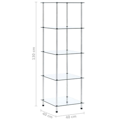 vidaXL 5-Tier Shelf Transparent 40x40x130 cm Tempered Glass