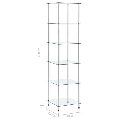 vidaXL 6-Tier Shelf Transparent 40x40x160 cm Tempered Glass