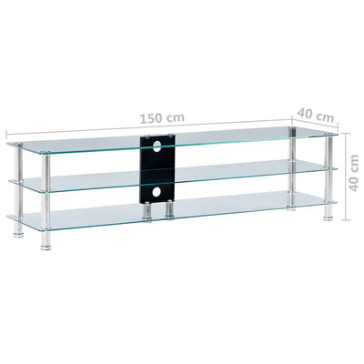 vidaXL TV Stand Transparent 120x40x40 cm Tempered Glass