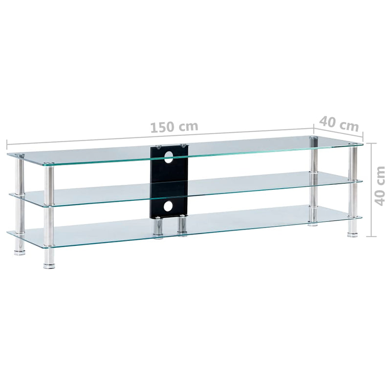 vidaXL TV Stand Transparent 120x40x40 cm Tempered Glass