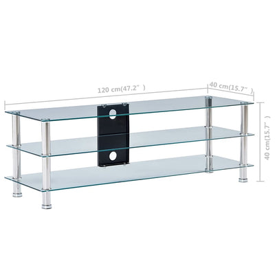 vidaXL TV Stand Transparent 120x40x40 cm Tempered Glass