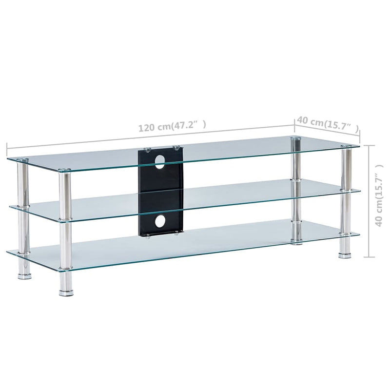 vidaXL TV Stand Transparent 120x40x40 cm Tempered Glass