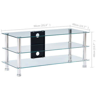 vidaXL TV Stand Transparent 120x40x40 cm Tempered Glass