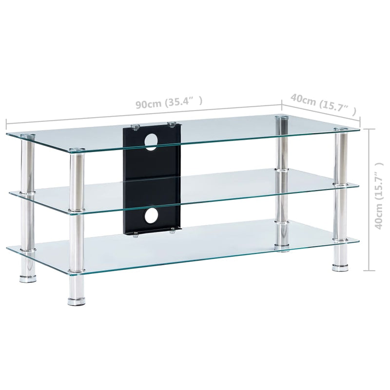 vidaXL TV Stand Transparent 120x40x40 cm Tempered Glass