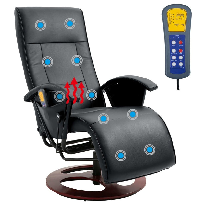 vidaXL Massage Chair Black Faux Leather
