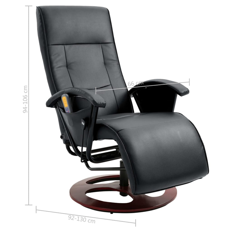 vidaXL Massage Chair Black Faux Leather