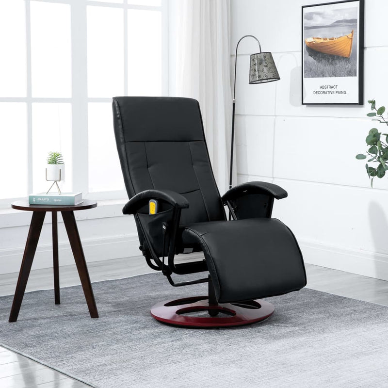 vidaXL Massage Chair Black Faux Leather