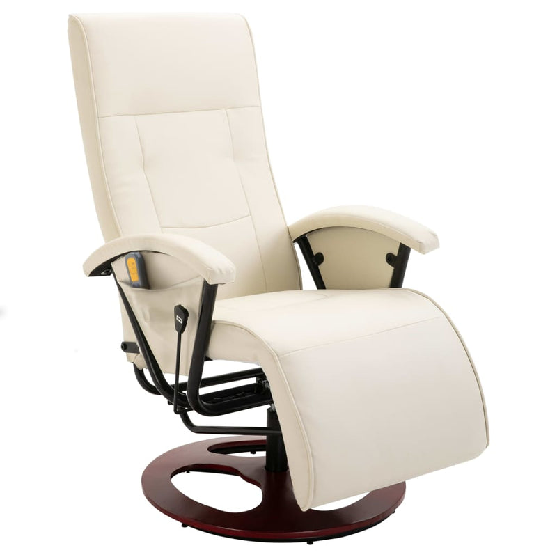 vidaXL Massage Chair Cream White Faux Leather