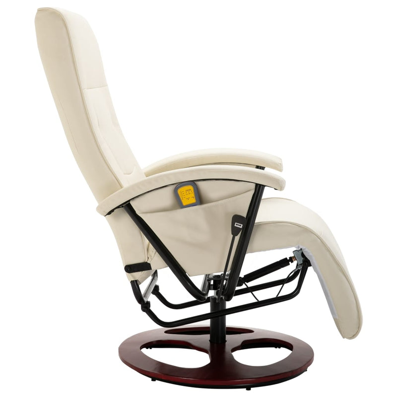 vidaXL Massage Chair Cream White Faux Leather