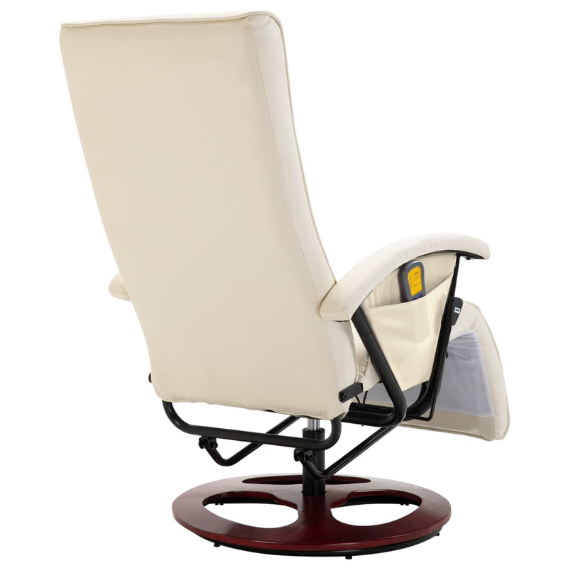vidaXL Massage Chair Cream White Faux Leather