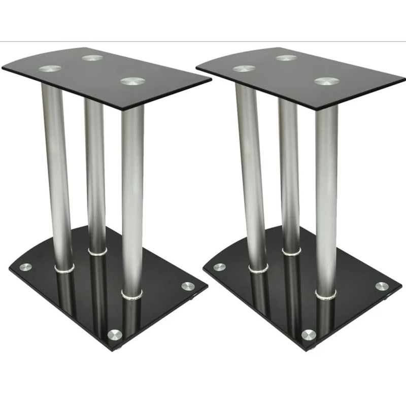 Aluminum Speaker Stands Transparent Safety Glass 2pcs