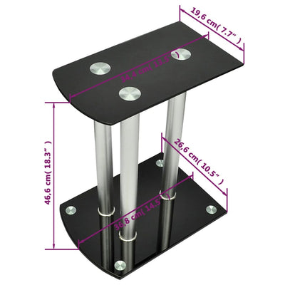 Aluminum Speaker Stands Transparent Safety Glass 2pcs