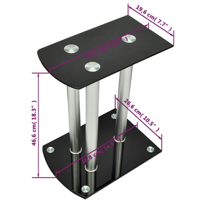 Aluminum Speaker Stands Transparent Safety Glass 2pcs