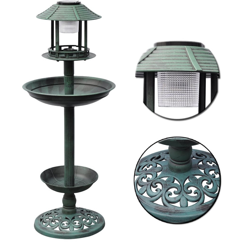 vidaXL Bird Bath/ Feeder with Solar Light
