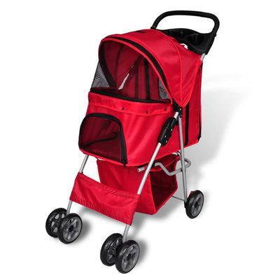 vidaXL Pet Stroller Travel Carrier Red Folding
