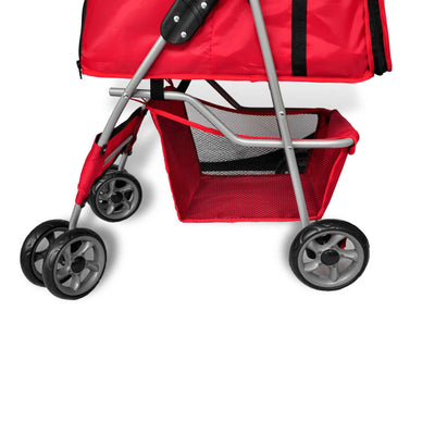 vidaXL Pet Stroller Travel Carrier Red Folding