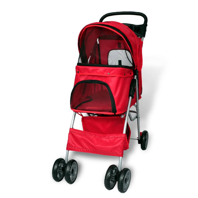vidaXL Pet Stroller Travel Carrier Red Folding