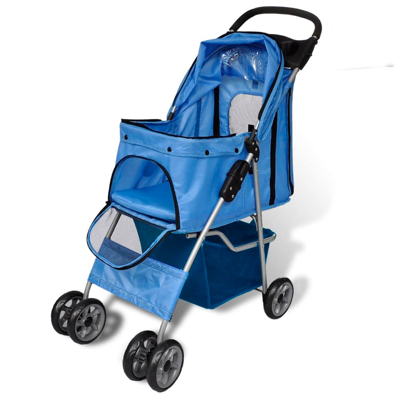 vidaXL Pet Stroller Travel Carrier Blue Folding