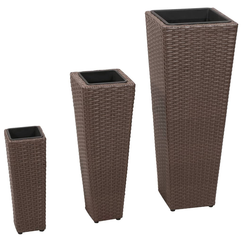 3 Rattan Flower Raised Beds Black