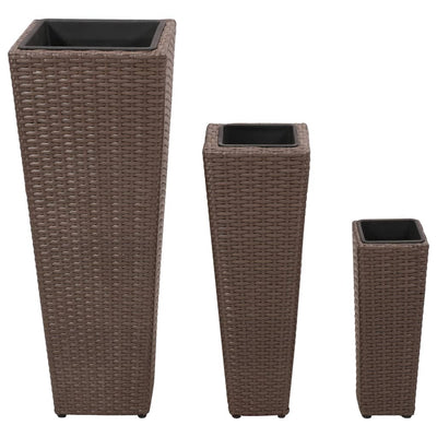 3 Rattan Flower Raised Beds Black