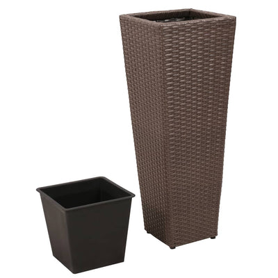3 Rattan Flower Raised Beds Black