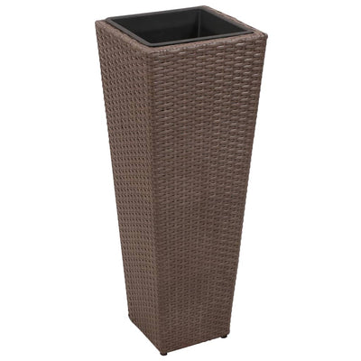 3 Rattan Flower Raised Beds Black