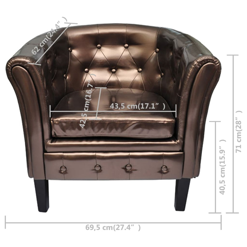 vidaXL Tub Chair Silver Faux Leather