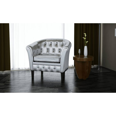 vidaXL Tub Chair Silver Faux Leather