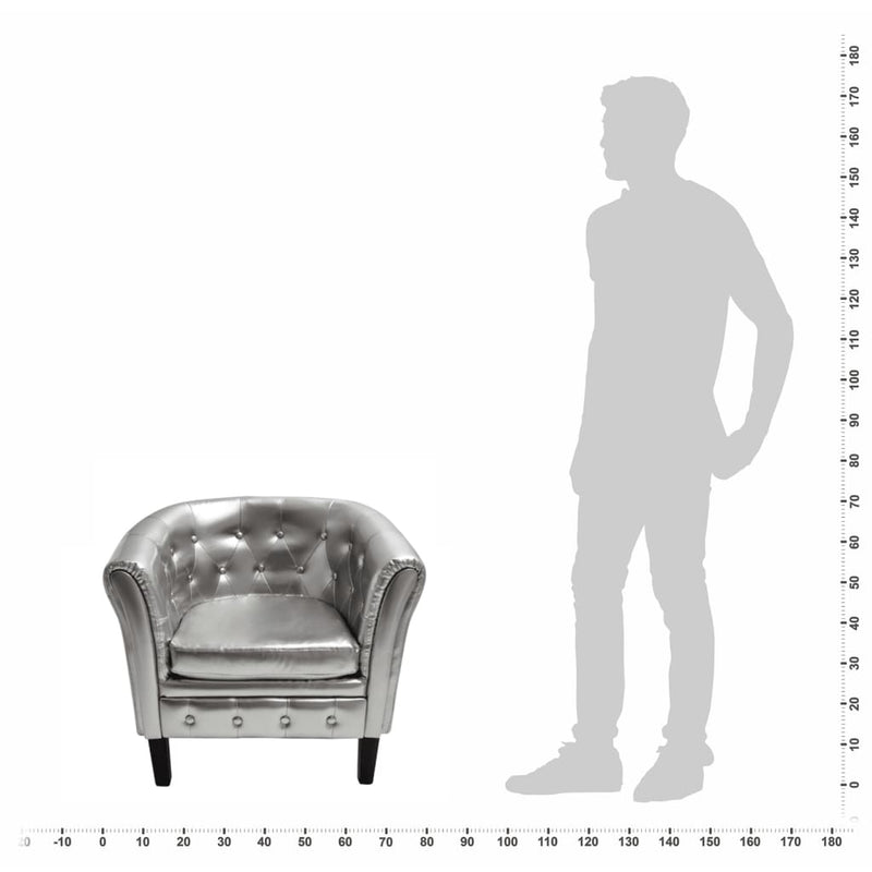 vidaXL Tub Chair Silver Faux Leather