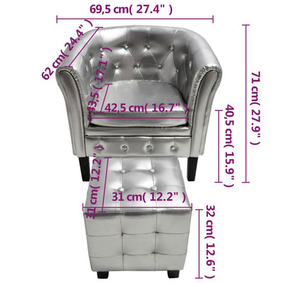 vidaXL Tub Chair with Footstool Brown Faux Leather