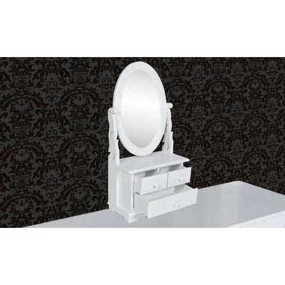 vidaXL Vanity Makeup Table with Oval Swing Mirror MDF