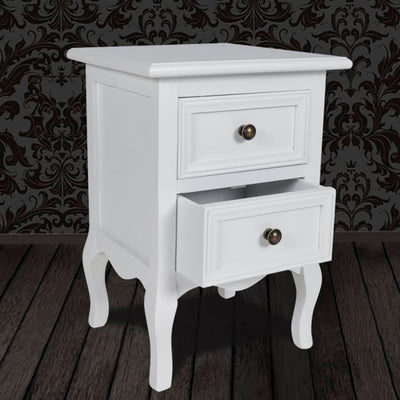 vidaXL Nightstand with 2 Drawers MDF White