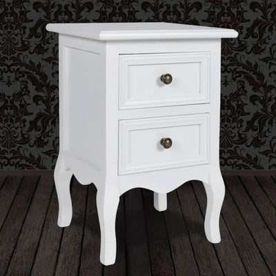 vidaXL Nightstand with 2 Drawers MDF White