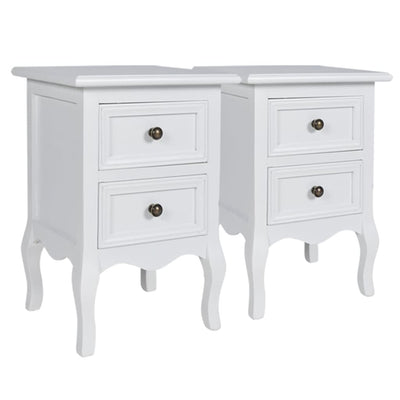 vidaXL Nightstands 2 pcs with 2 Drawers MDF White