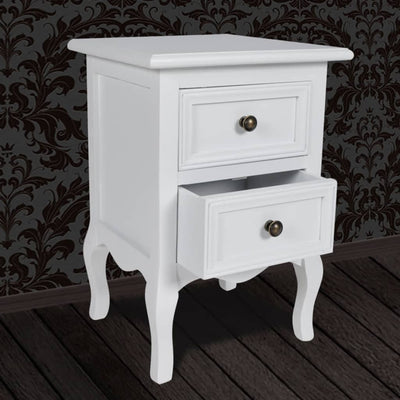 vidaXL Nightstands 2 pcs with 2 Drawers MDF White