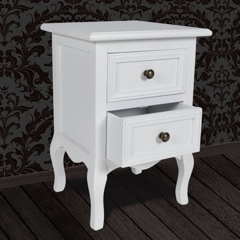 vidaXL Nightstands 2 pcs with 2 Drawers MDF White
