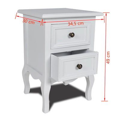 vidaXL Nightstands 2 pcs with 2 Drawers MDF White