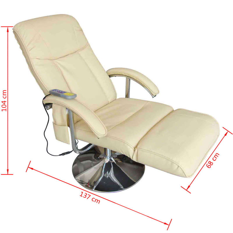 vidaXL Massage Chair Cream White Faux Leather