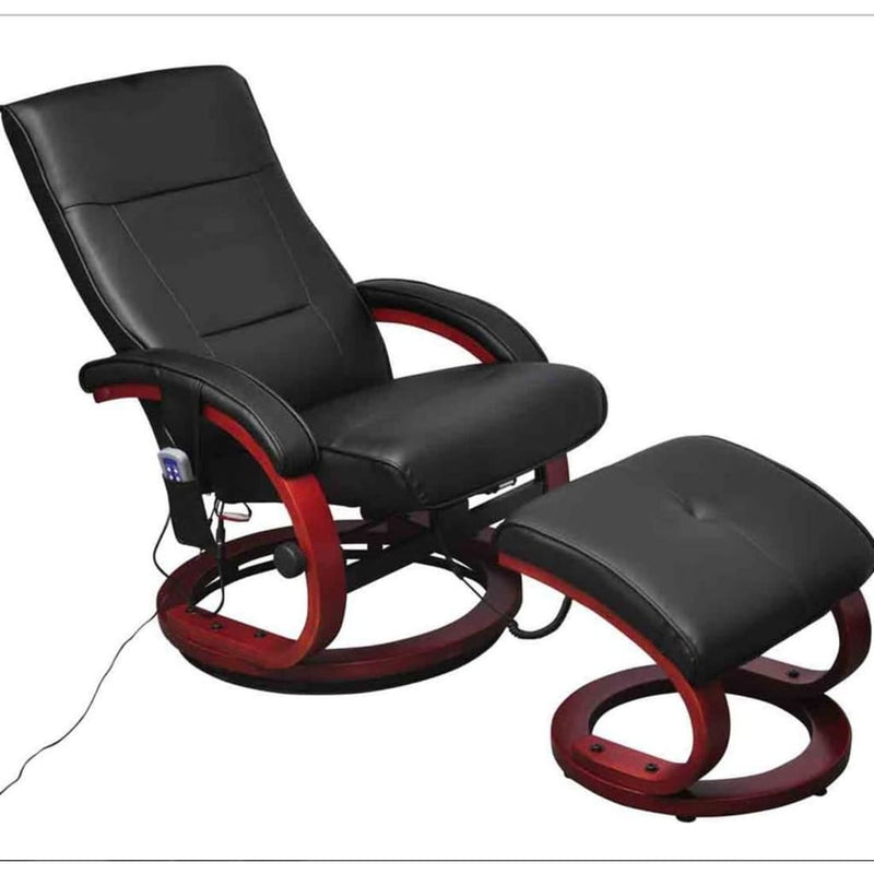vidaXL Massage Chair with Footstool Black Faux Leather