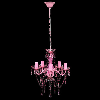 vidaXL Crystal Light 5 Bulbs Pink