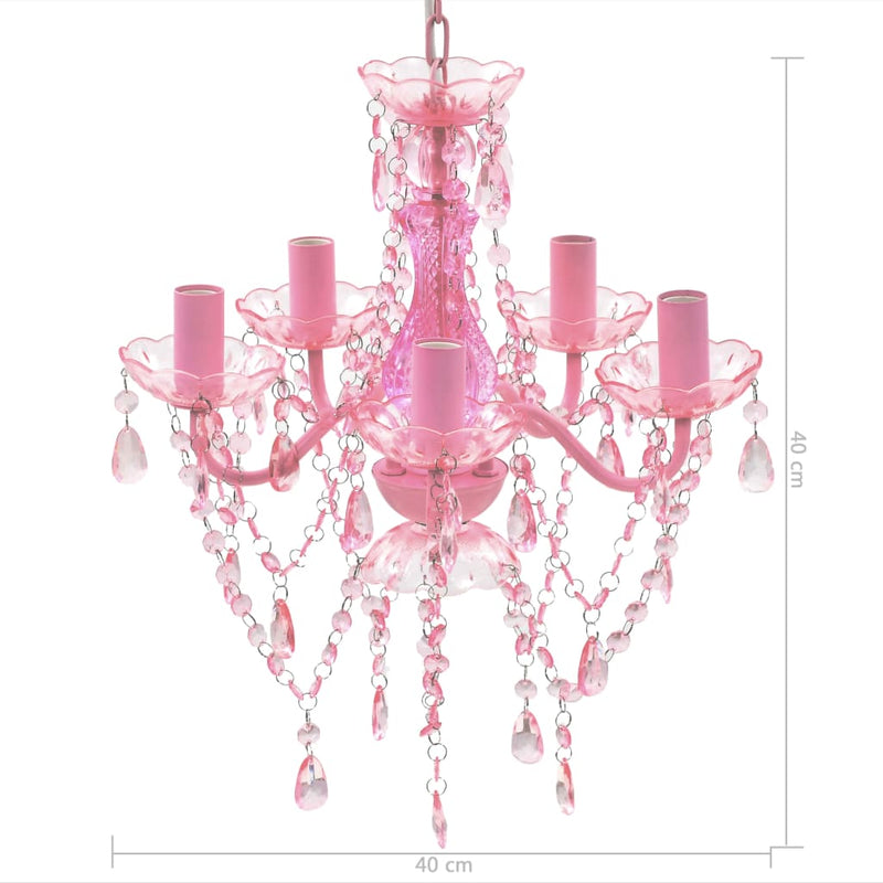vidaXL Crystal Light 5 Bulbs Pink