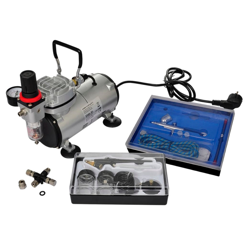 vidaXL Airbrush Compressor Set with 2 Pistols