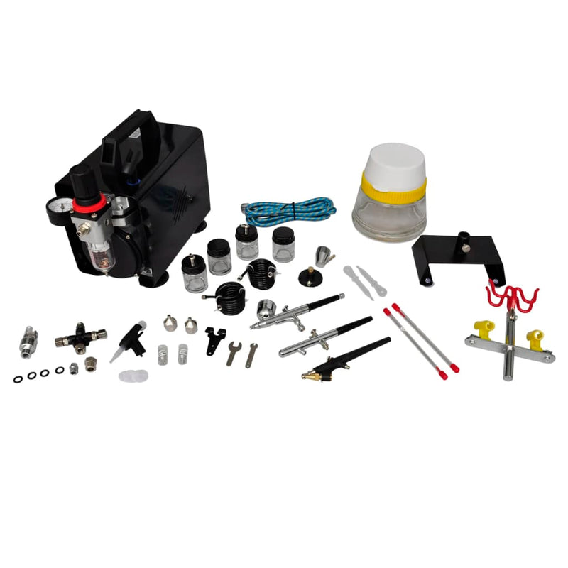 vidaXL Airbrush compressor set with 3 pistols 255 x 135 x 220 mm