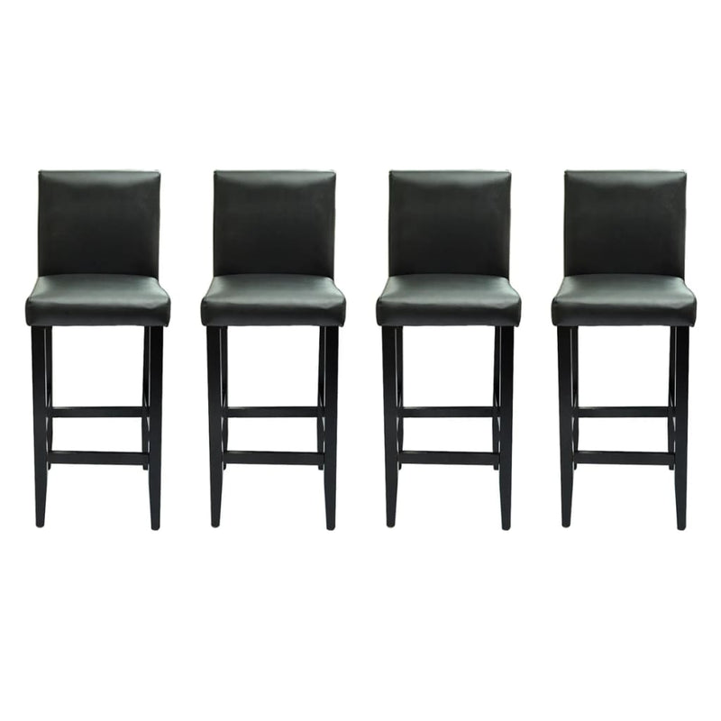 vidaXL Bar Stools 4 pcs Black Faux Leather