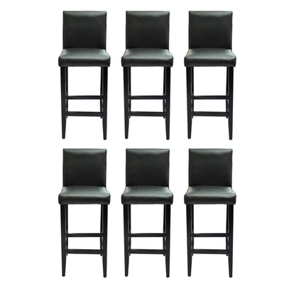 vidaXL Bar Stools 6 pcs Black Faux Leather